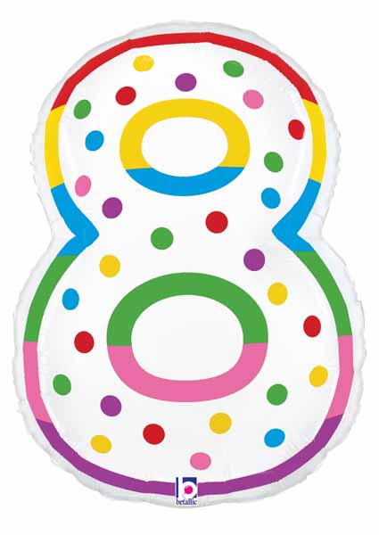Number 8 Birthday Candle Foil Balloon, 24 Inch