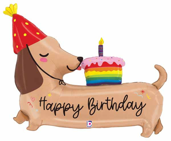 Happy Birthday Dachshund Dog Foil Balloon, 43 Inch