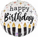 Metallic Happy Birthday Candles 18-Inch Round Satin Balloon