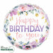 Floral Watercolor Happy Birthday 18-Inch Round Foil Balloon
