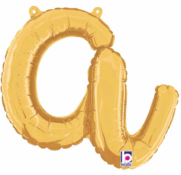14" Gold Script Letter A Balloon