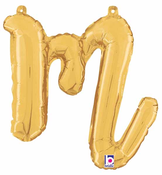 14" Gold Script Letter M Balloon