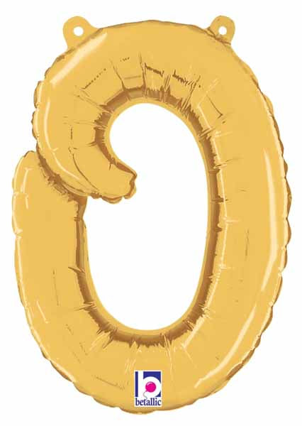 14" Gold Script Letter O Balloon