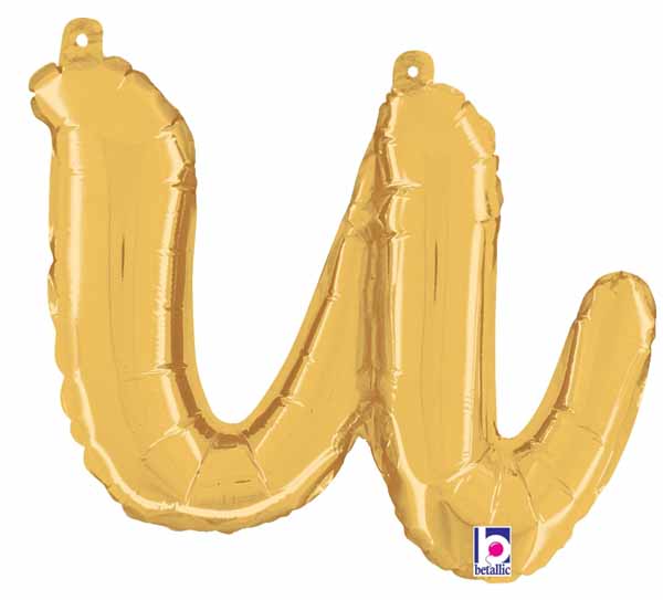 14" Gold Script Letter U Balloon
