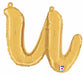 14" Gold Script Letter U Balloon
