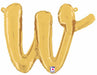 14" Gold Script Letter W Balloon