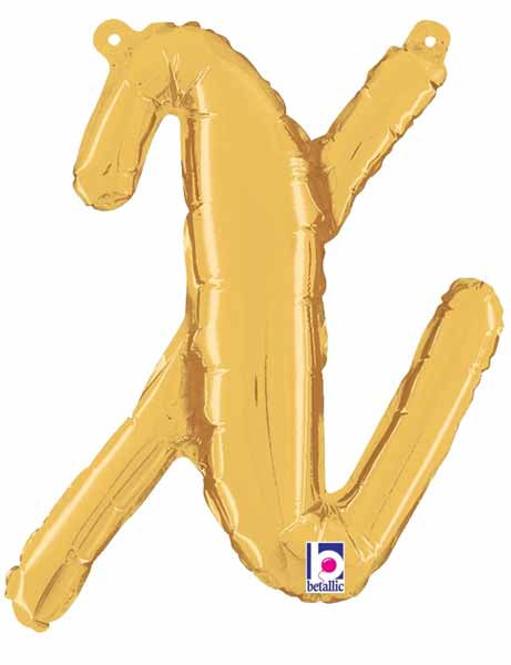 14 Inch Gold Script Letter X Balloon