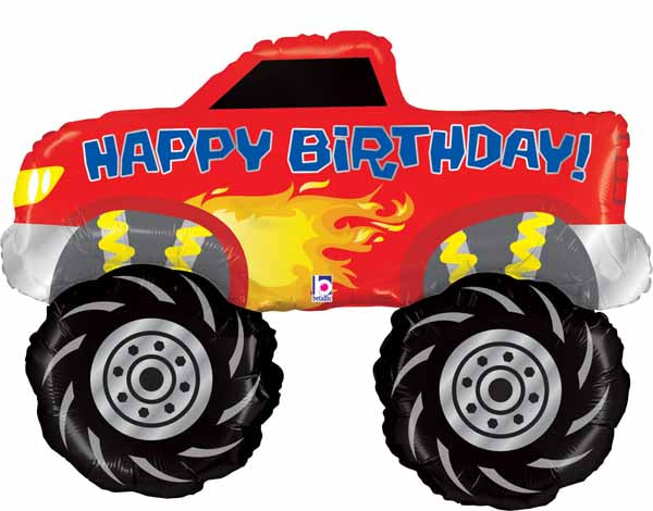 34-Inch Monster Truck Happy Birthday Foil Balloon