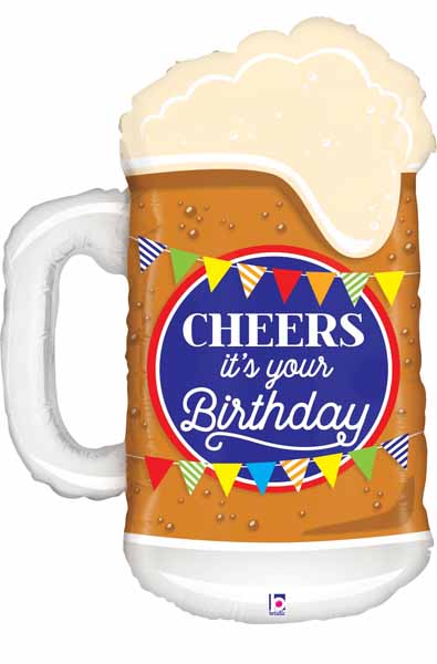 Cheers Birthday Beer 34" Shaped Foil Balloon