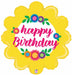 Yellow Flower Happy Birthday Foil Balloon, 24 Inch