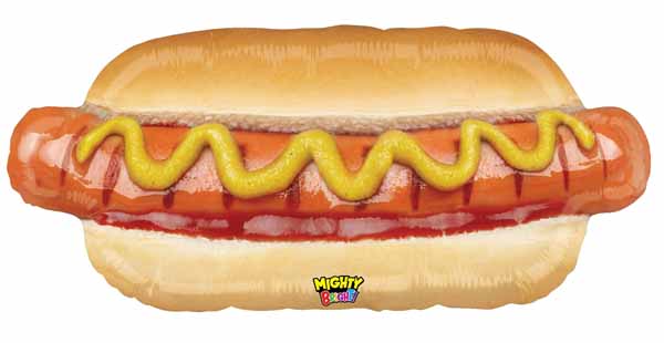 32-Inch Mighty Bright Hot Dog Foil Balloon