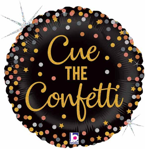 Cue the Confetti 18-Inch Round Holographic Foil Balloon