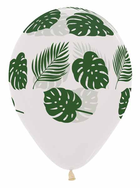 Palm Fronds Clear 11-Inch Latex Balloons, 50 Count