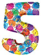 Party Megaloons Number 5 Balloon, 40 Inch