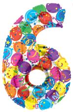 Party Megaloons Number 6 Balloon, 40 Inch