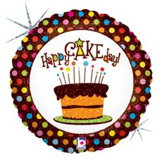 Chocolate Birthday Cake 18-Inch Holographic Foil Balloon