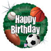 Sports Ball Happy Birthday 18-Inch Holographic Foil Balloon