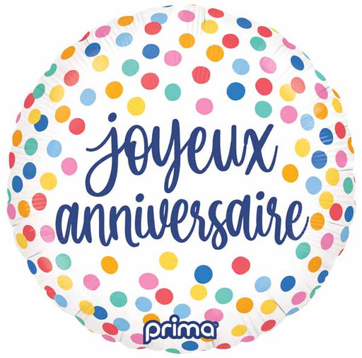 Prima French Birthday Confetti Foil Balloon, 18 Inch