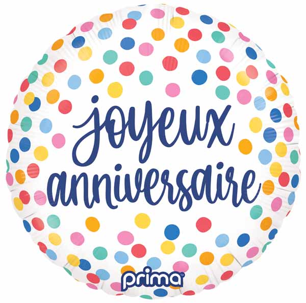 Prima French Birthday Confetti Foil Balloon, 18 Inch