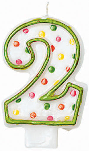 Polka Dot Number 2 Birthday Candle
