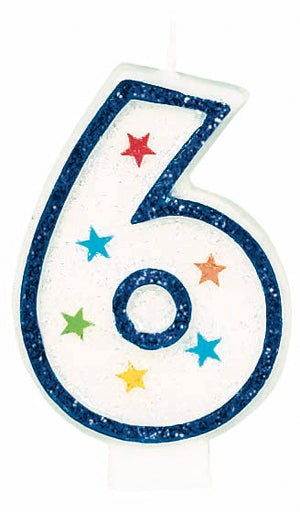 Number 6 Flat Molded Birthday Candle