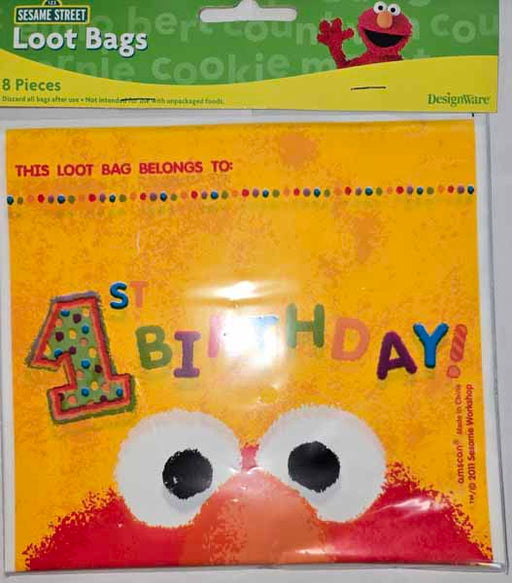 Sesame Street 1st Birthday Loot Bags, 8 Pack