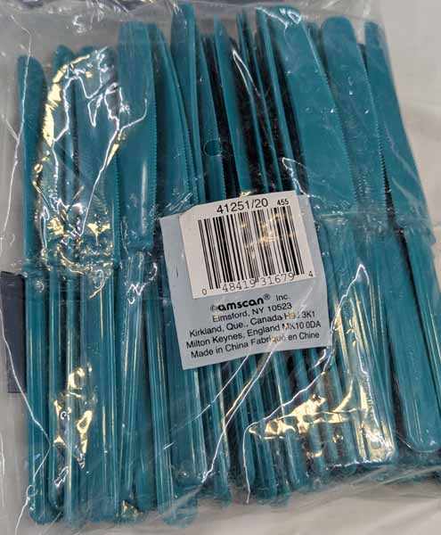Teal Plastic Knives, 50 Pack