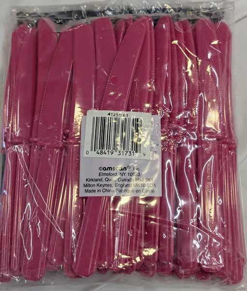Magenta Plastic Knives, 50 Pack