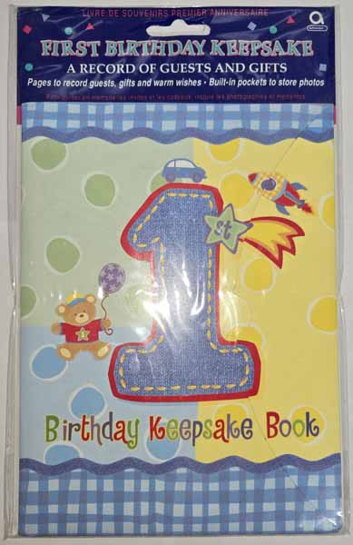 Hugs and Stitches Boy 1st Birthday Keepsake Book