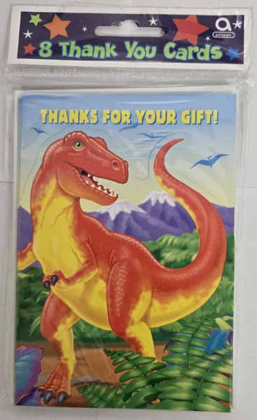 Dinosaur Party Thank You Cards, 8 Pack