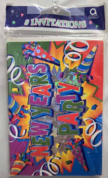 New Year's Explosion Party Invitations, 8 Pack