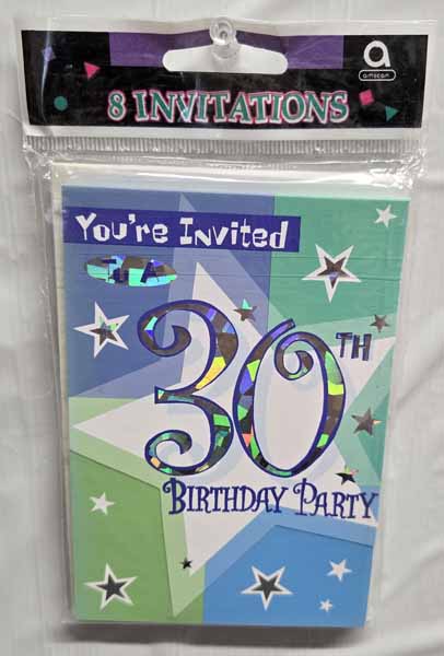 Birthday Shimmer 30th Birthday Prismatic Invitations, 8 Pack