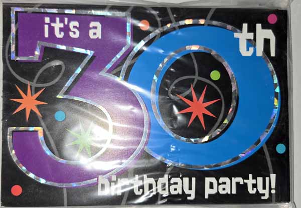 Party Continues 30th Birthday Prismatic Invitations, 8 Pack
