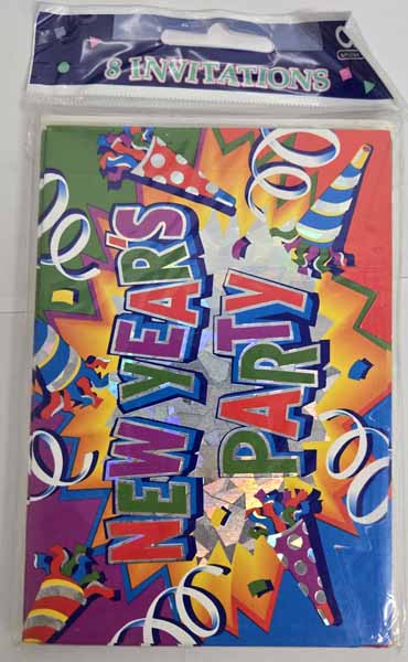 New Year's Blowout Party Invitations, 8 Pack