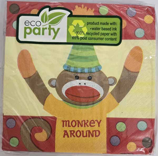 Monkey Party Beverage Napkins, 16 Count