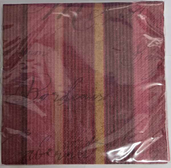 Merlot Stripe Beverage Napkins, 16 Count