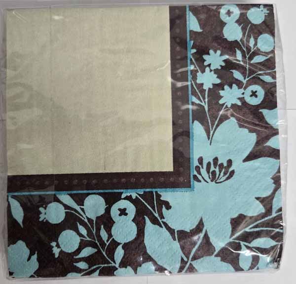 Cocoa Floral Beverage Napkins, 16 Count