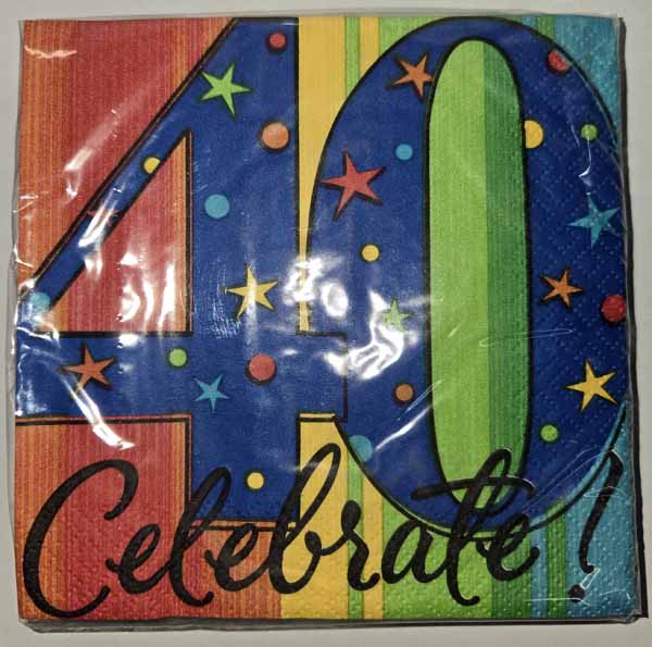 Year to Celebrate 40th Birthday Beverage Napkins, 16 Count