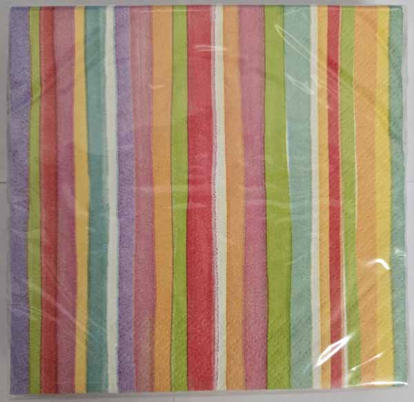 Poppy Stripe Beverage Napkins, 16 Count