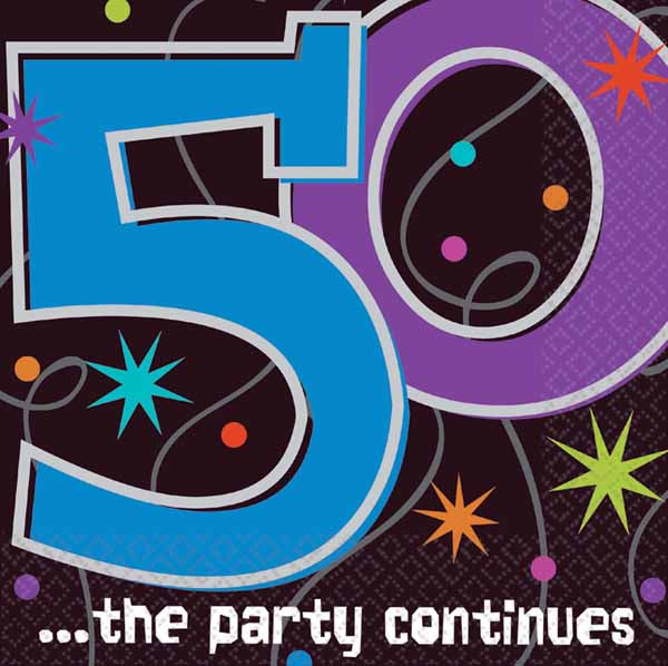 The Party Continues 50th Birthday Luncheon Napkins, 16 Count