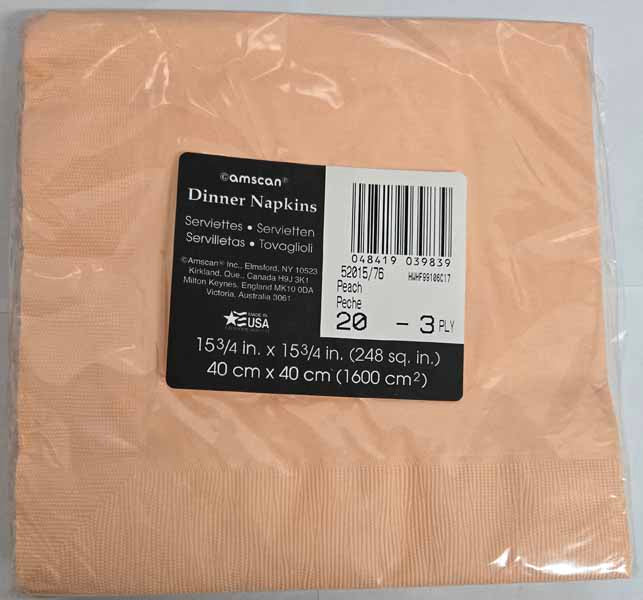 Peach 3-Ply Dinner Napkins, 20 Count