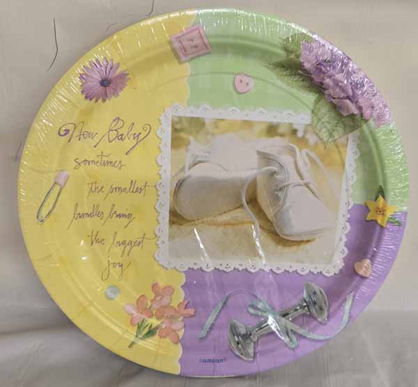 Pitter Patter 9-Inch Baby Shower Plates, 8 Pack