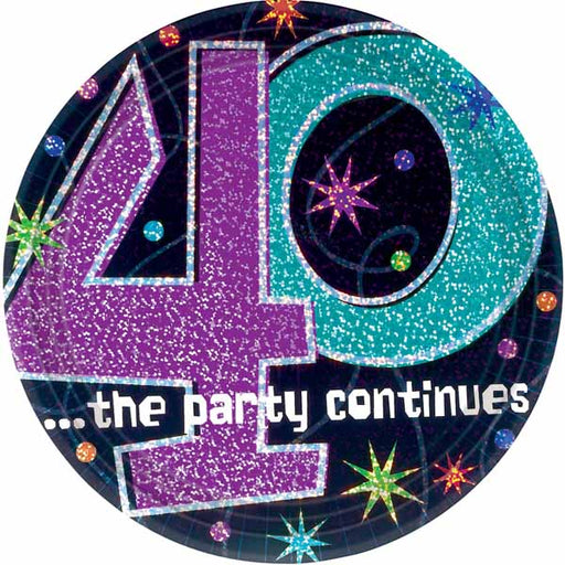The Party Continues 40th Birthday 9-Inch Plates, 8 Count
