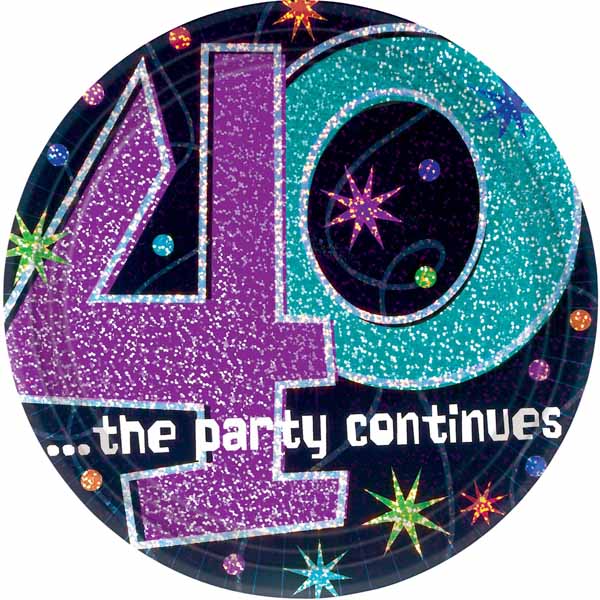 The Party Continues 40th Birthday 9-Inch Plates, 8 Count