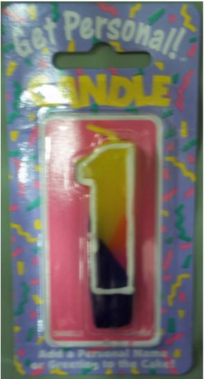 Number 1 Molded Cake Candle, 2 Inch