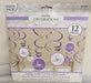 Lilac Foil Swirl Decorations, 12 Pack