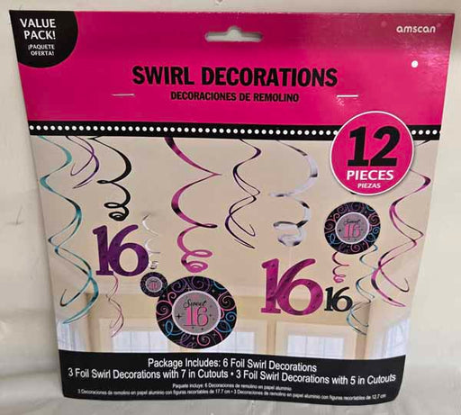 Sweet Sixteen Foil Swirl Decoration Kit