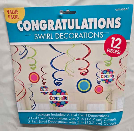 Cabana Dot Foil Swirl Decorations, 12 Pack
