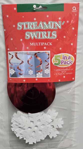 Very Merry Multicolour Hanging Swirl Decorations, 5 Pack