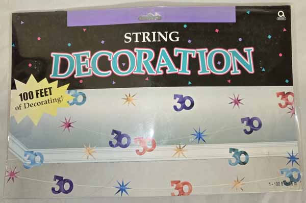 30th Birthday String Decoration, 100 ft